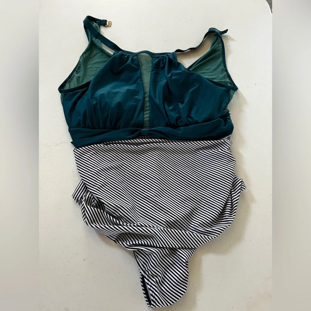 Blue and Black One Piece Swimsuit with Classic Tank Style Size 18W